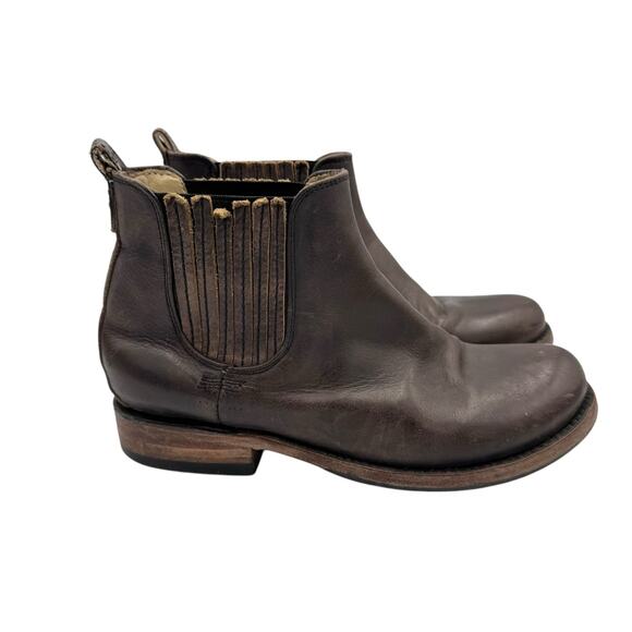 Mexico Dark Brown Leather Round Toe Pull On Chelsea Western Ankle Boots - Picture 4 of 10